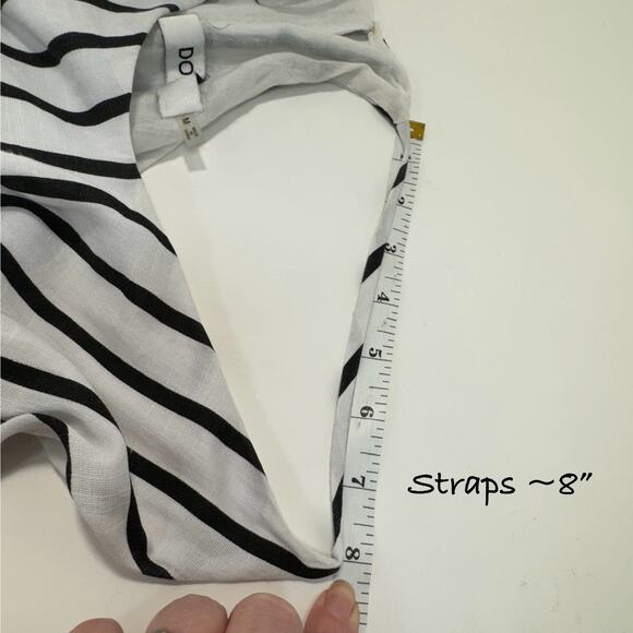 Strappy Cami Babydoll Tank Top M Ruffle Keyhole Y2K Beachy Nautical Black White - Picture 8 of 11